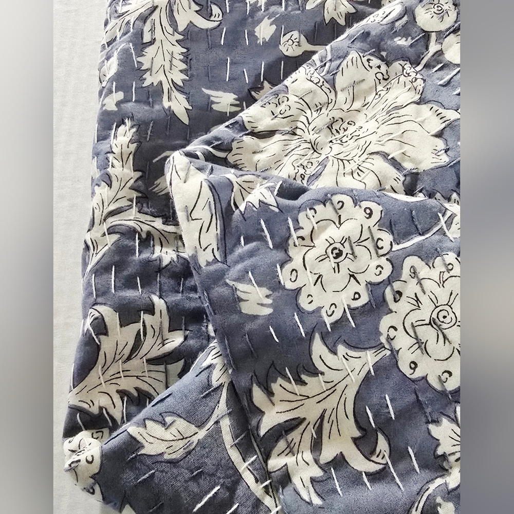 NEW J Jill Pure Cotton Indian Kantha Stitched Quilt Patch Pocket Jacket Size Lrg - Picture 9 of 16